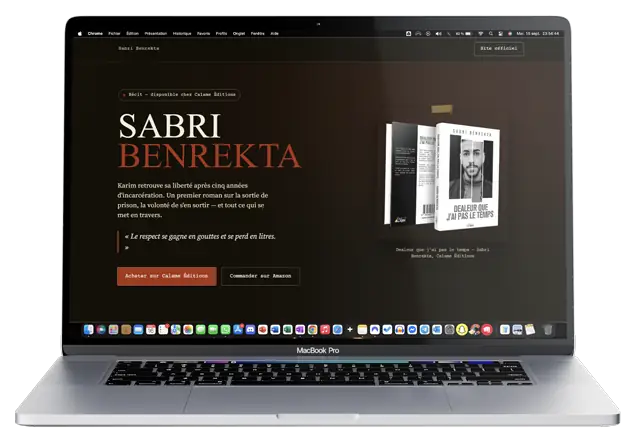 Mockup de la landing page de Sabri Benrekta réalisé par Mathieu Betton, webdesigner à Nantes
