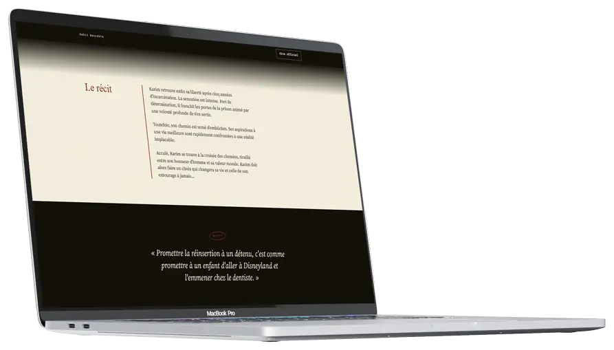 Mockup de la landing page de Sabri Benrekta réalisé par Mathieu Betton, webdesigner à Nantes