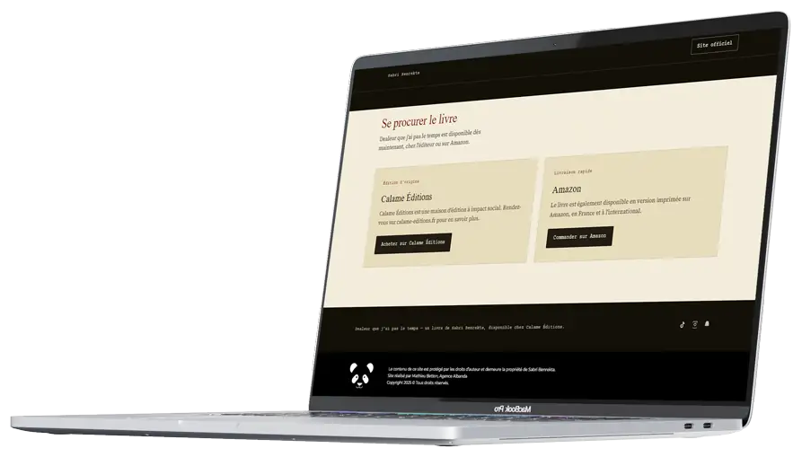 Mockup de la landing page de Sabri Benrekta réalisé par Mathieu Betton, webdesigner à Nantes