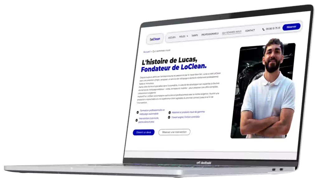 Mockup du site internet LoClean réalisé par Mathieu Betton, webdesigner à Nantes