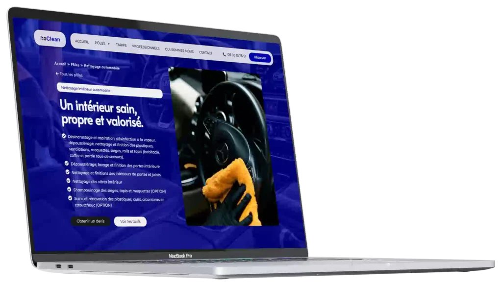Mockup du site internet LoClean réalisé par Mathieu Betton, webdesigner à Nantes
