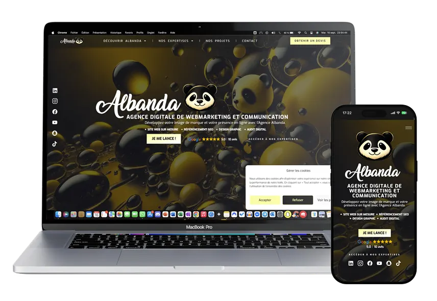 Mockup du site internet Albanda réalisé par Mathieu Betton, webdesigner à Nantes
