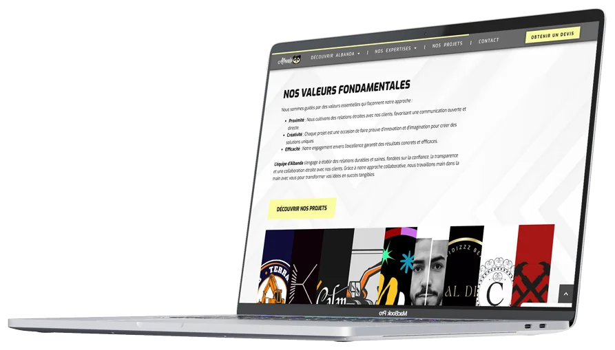 Mockup du site internet Albanda réalisé par Mathieu Betton, webdesigner à Nantes