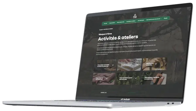Mockup du site vitrine de l'association Niaque à l'Âme réalisé par Mathieu Betton, webdesigner à Nantes