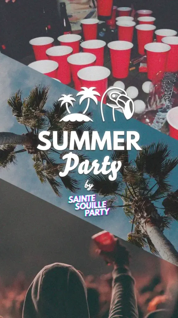 Affiche évènementielle Summer Party by Sainte Souille Party réalisée par Mathieu Betton, graphiste