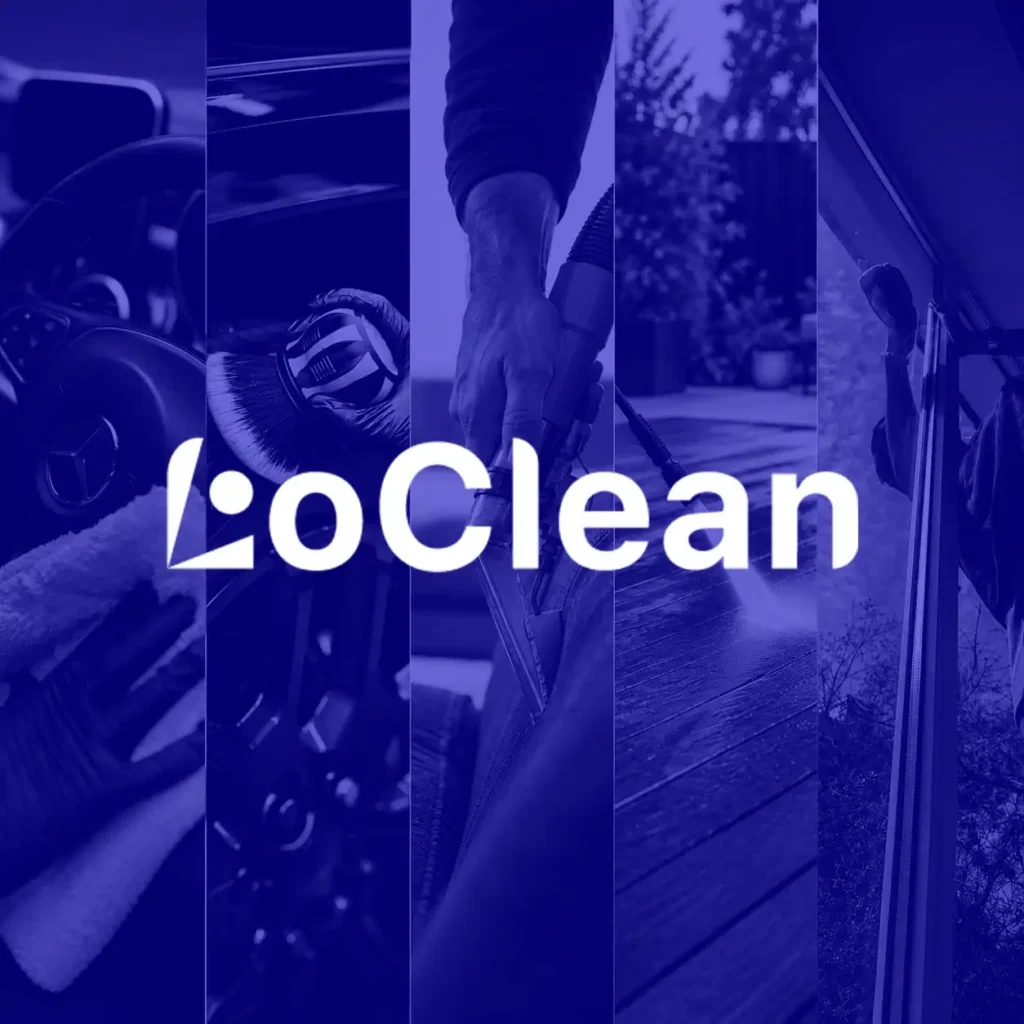 Logo de l'entreprise LoClean, nettoyage automobile, mobilier, terrasse et vitres.